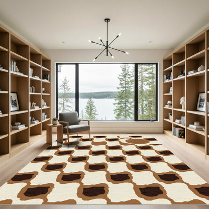 Chic Cream Brown Waffle Weave Rug
