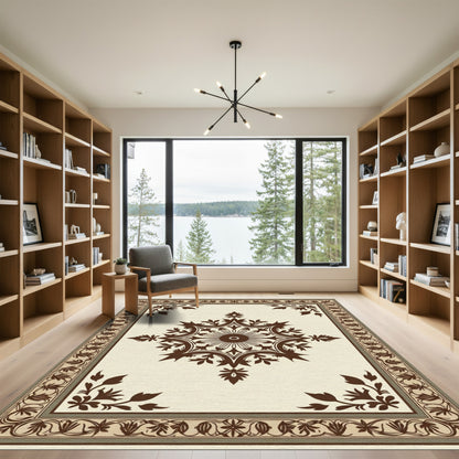 Ornate Blossom Frame Traditional Rug