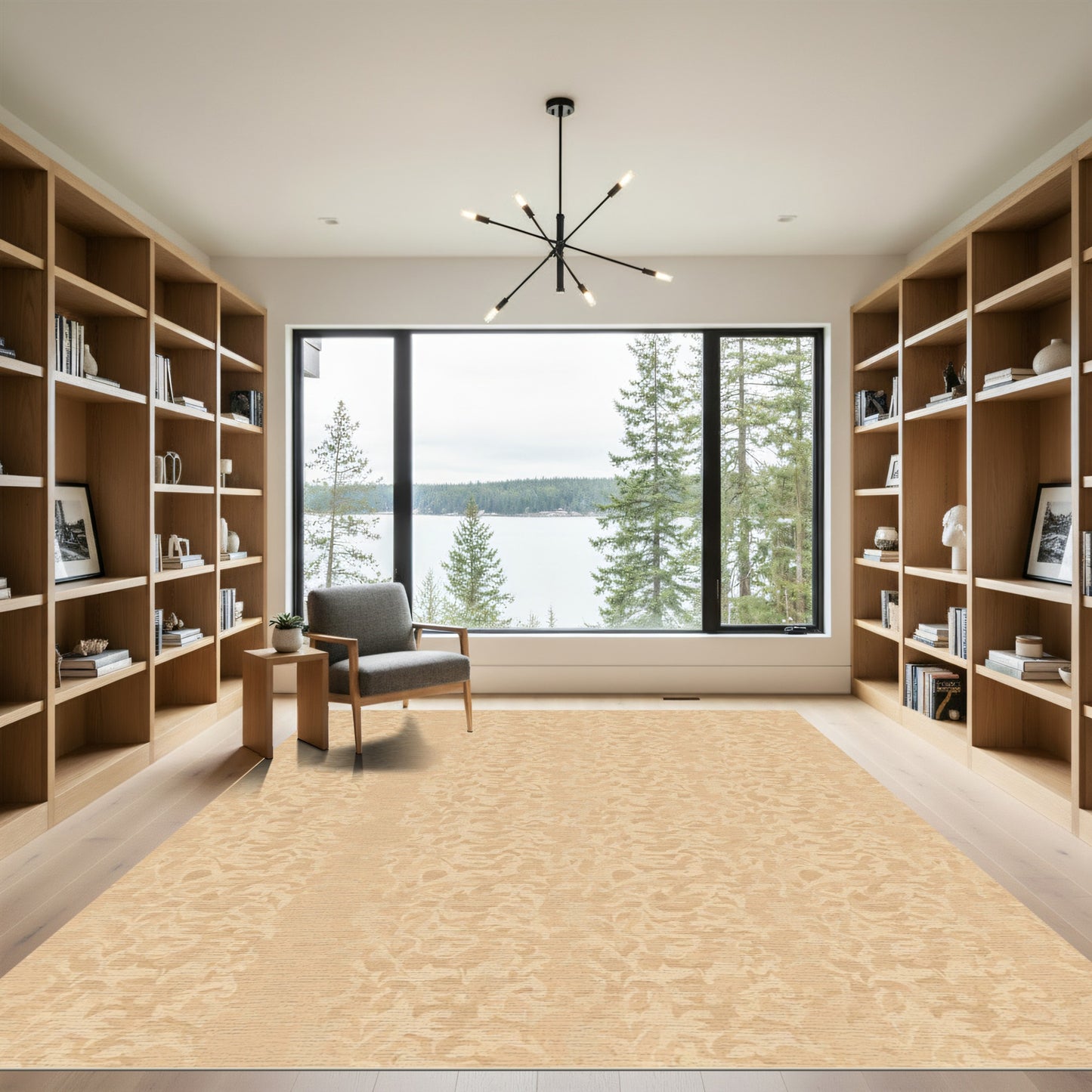 Sandy Beige Abstract Organic Flow Rug