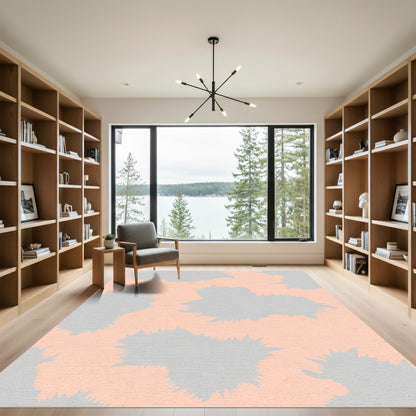 Peach Gray Spiky Abstract Splatter Rug