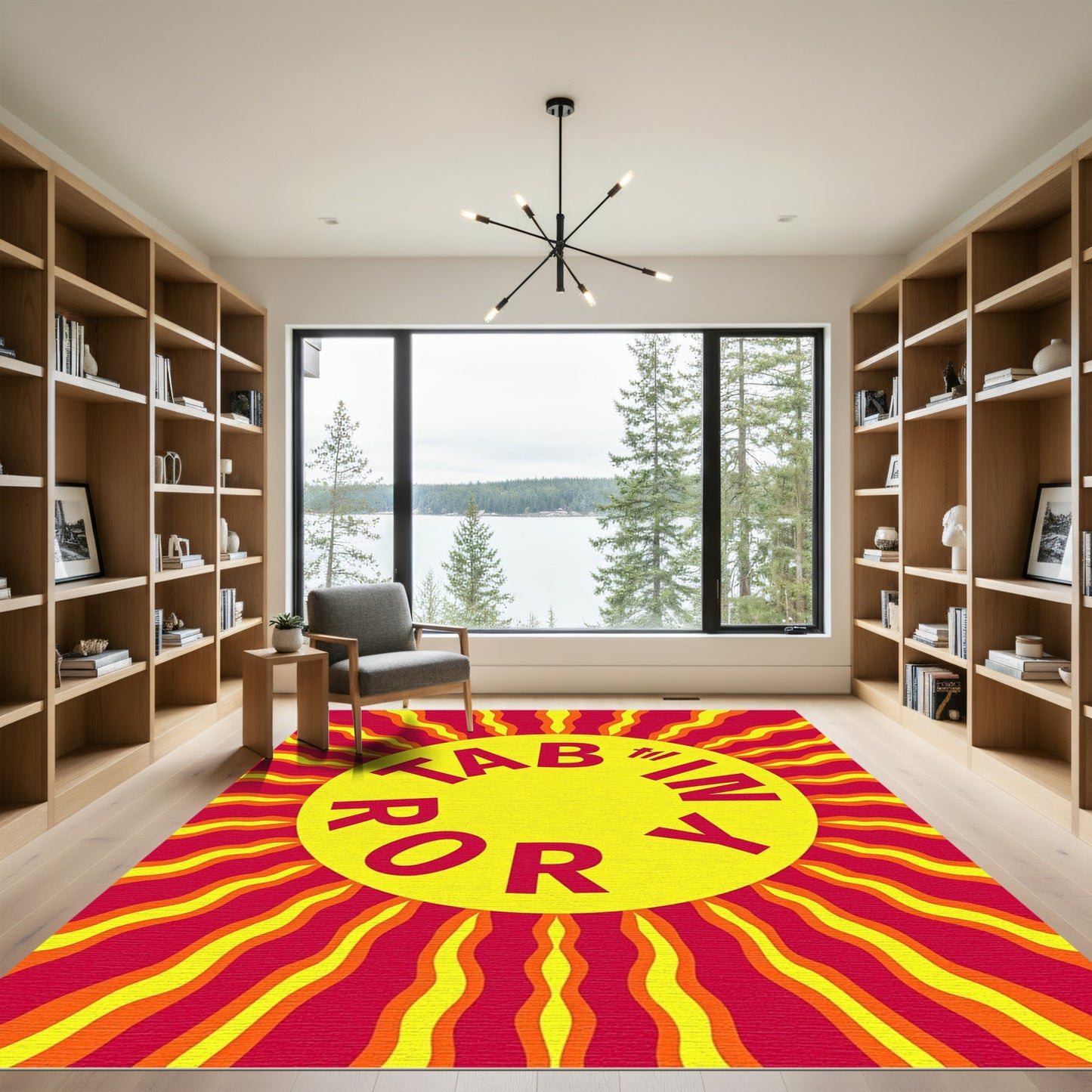 Radiant Sunburst Yellow Orange Red Rug