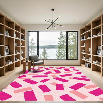 Pink Brushstroke Confetti Abstract Rug
