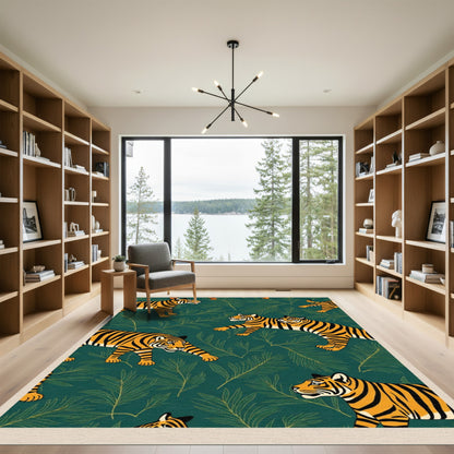 Exotic Tiger Jungle Foliage Rug