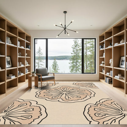 Peachy Outline Floral Medallion Rug