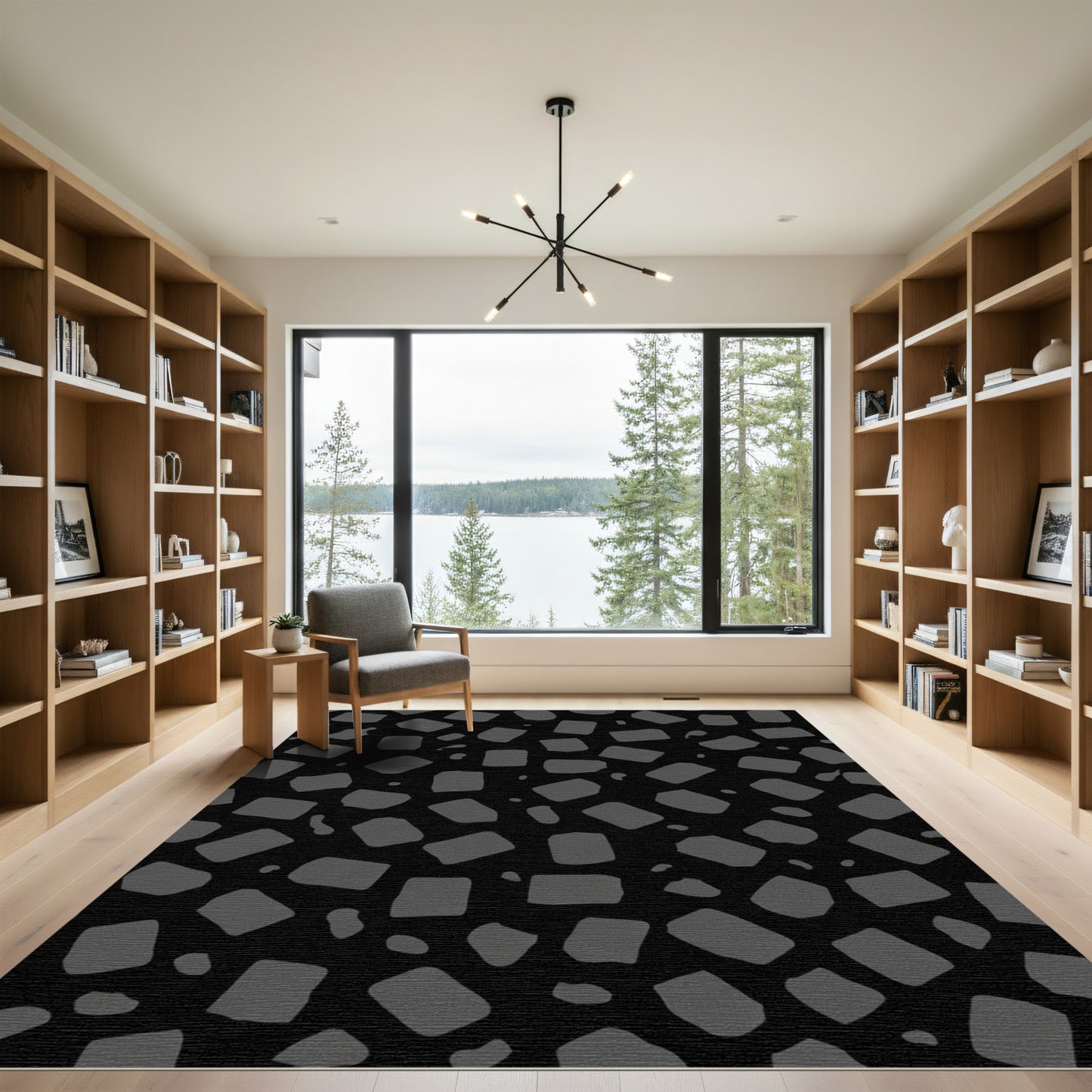 Dark Gray Irregular Squares Accent Rug