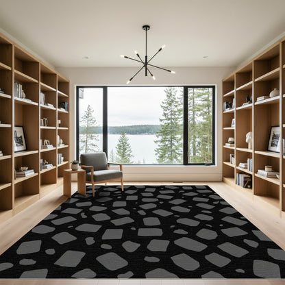 Dark Gray Irregular Squares Accent Rug