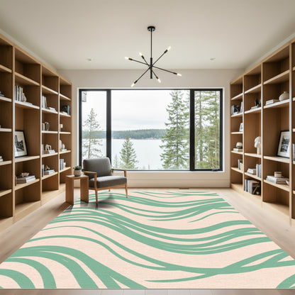 Soft Mint Flowing Stripe Rug