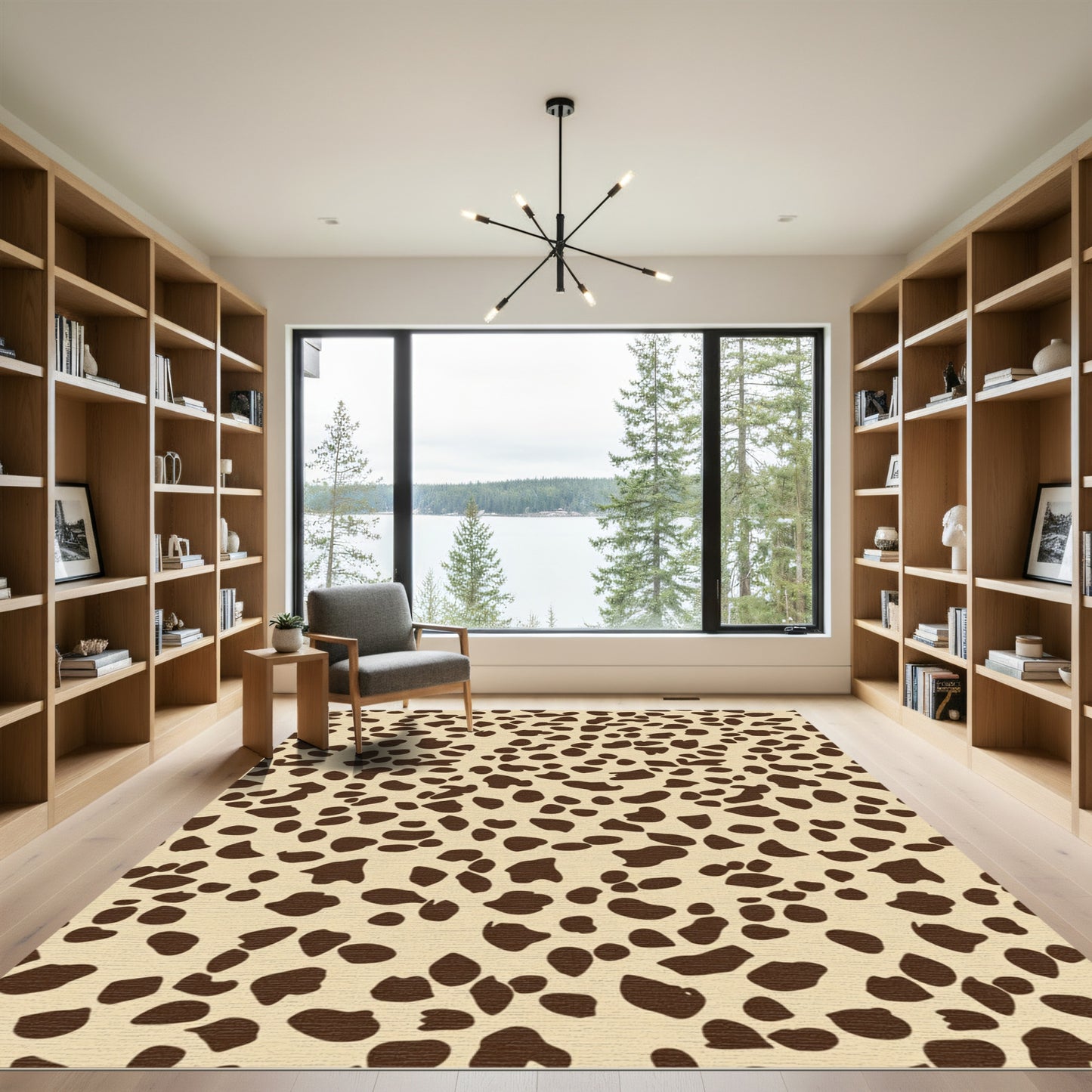Brown Spots Beige Patchwork Rug