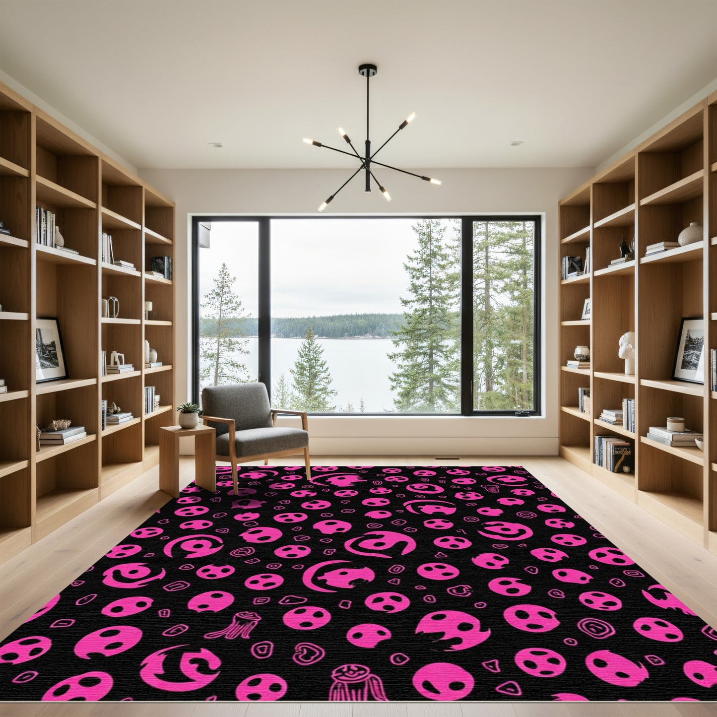 Hot Pink Abstract Circles Scatter Rug
