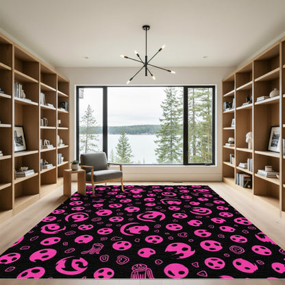 Hot Pink Abstract Circles Scatter Rug