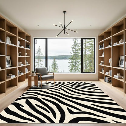 Bold Black Nude Zebra Stripes Rug