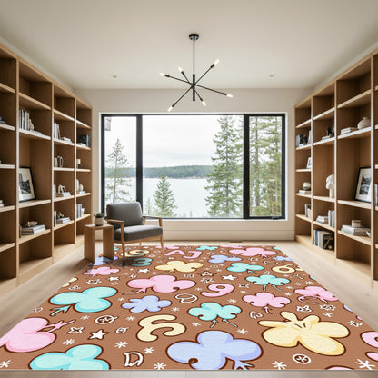 Pastel Cloud And Number Playful Rug