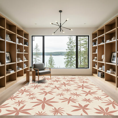 Terracotta Starburst Floral Arrangement Rug