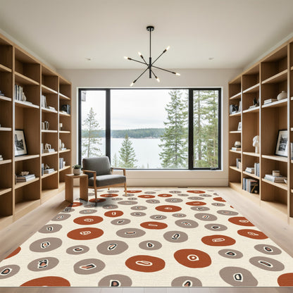Terracotta Brown Abstract Circles Rug