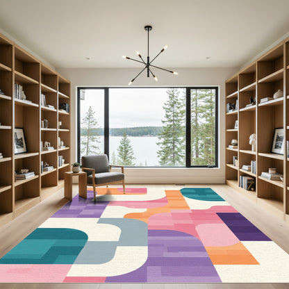 Vibrant Geometric Abstract Color Block Rug