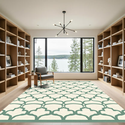 Mint Green Arabesque Geometric Rug
