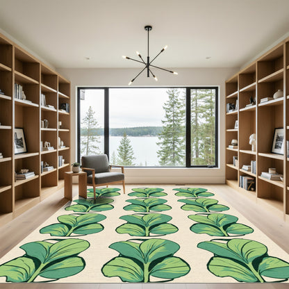 Green Leafy Repeat Area Rug