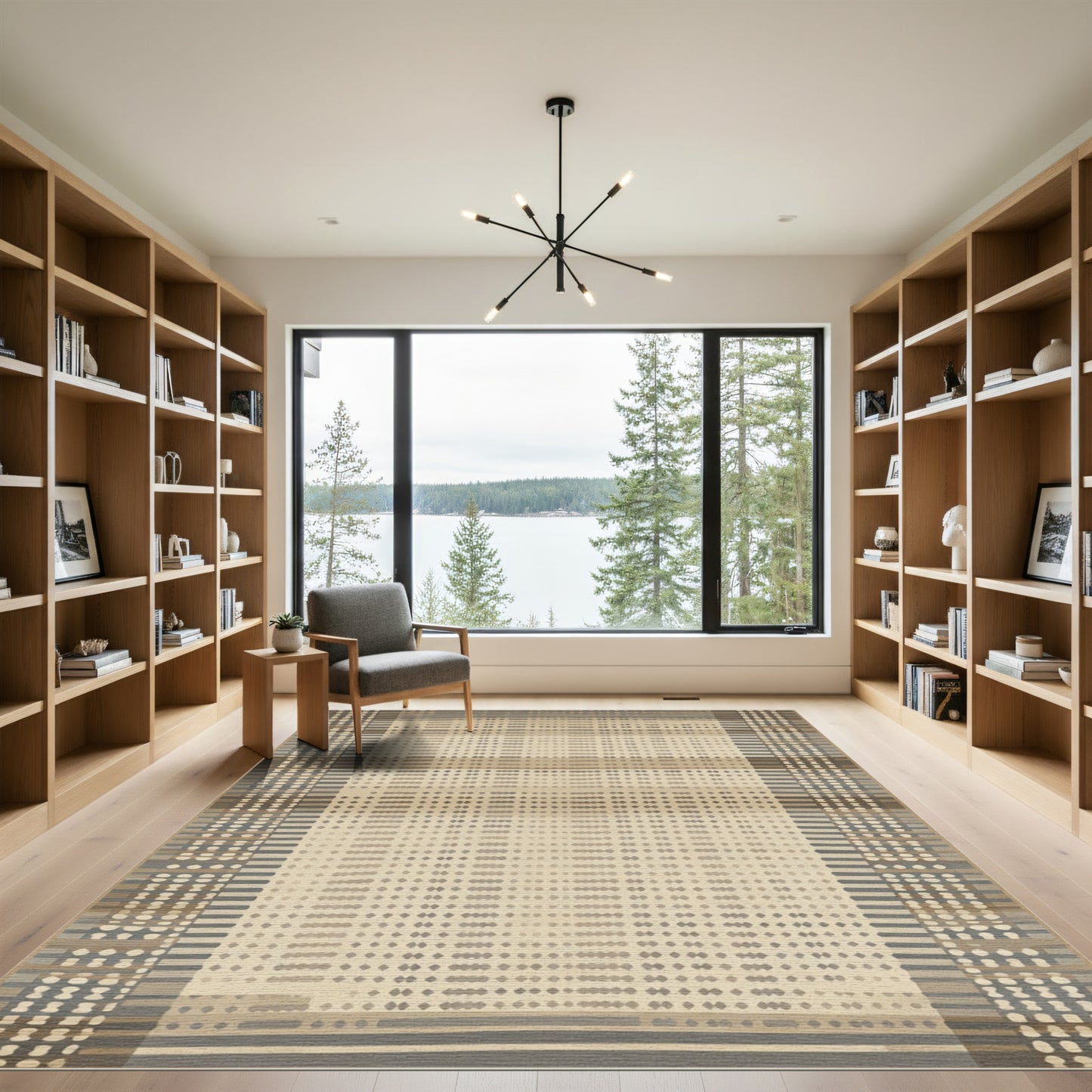 Earthy Plaid Gradient Dot Rug