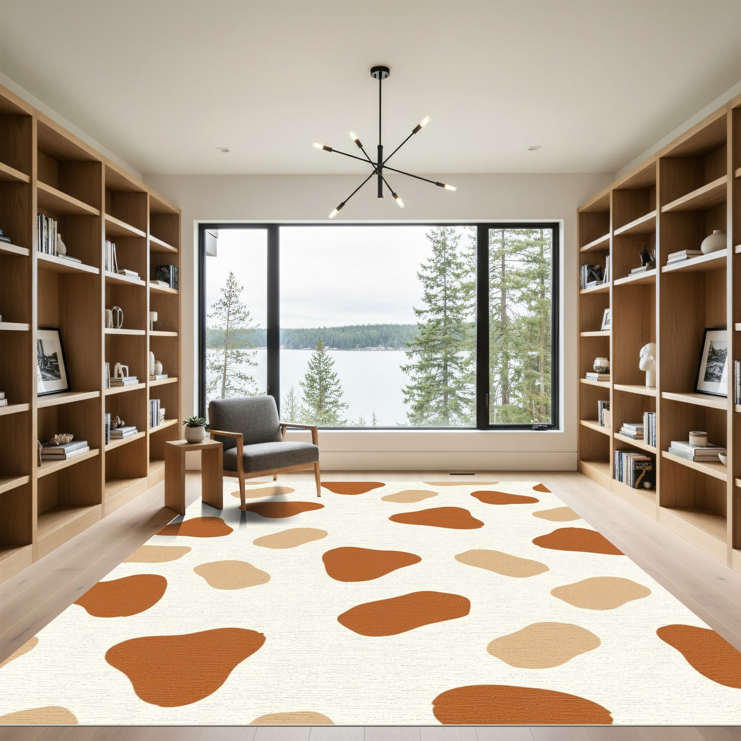 Neutral Brown Splotch Spots Rug