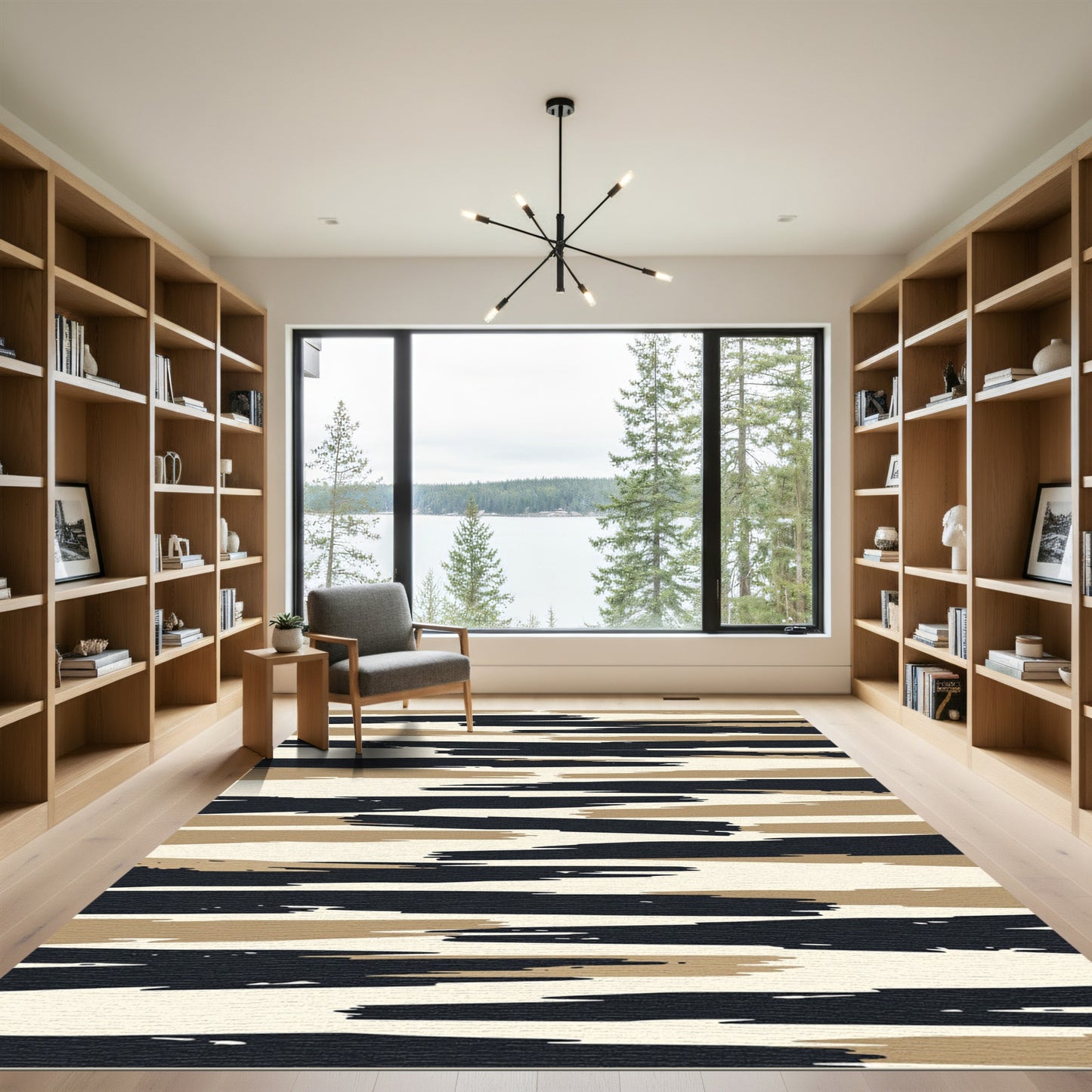 Earthy Brushstroke Horizontal Stripes Rug