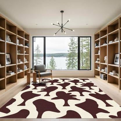 Brown Cream Abstract Blotchy Tree Shapes Rug