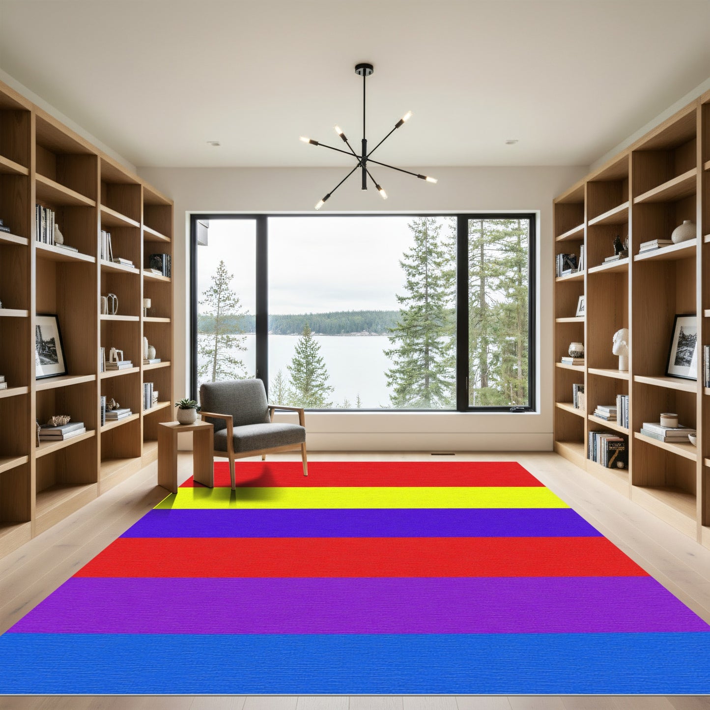 Vibrant Red Yellow Purple Stripes Rug