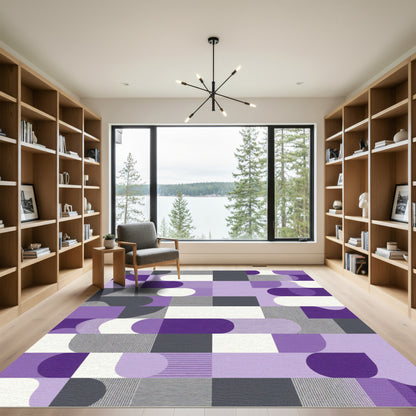 Modern Purple Geometric Block Rug
