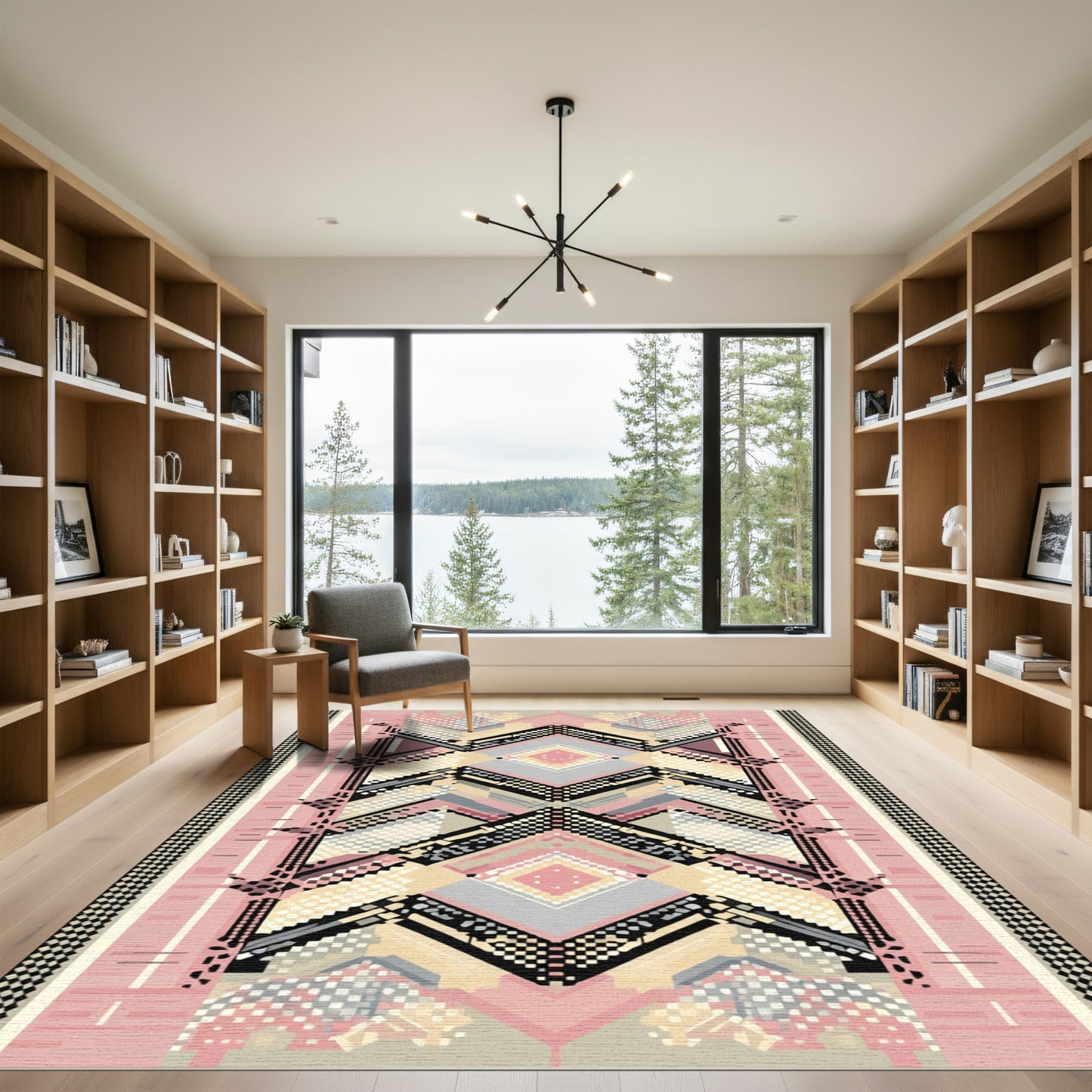 Geometric Pink Diamond Checkerboard Rug