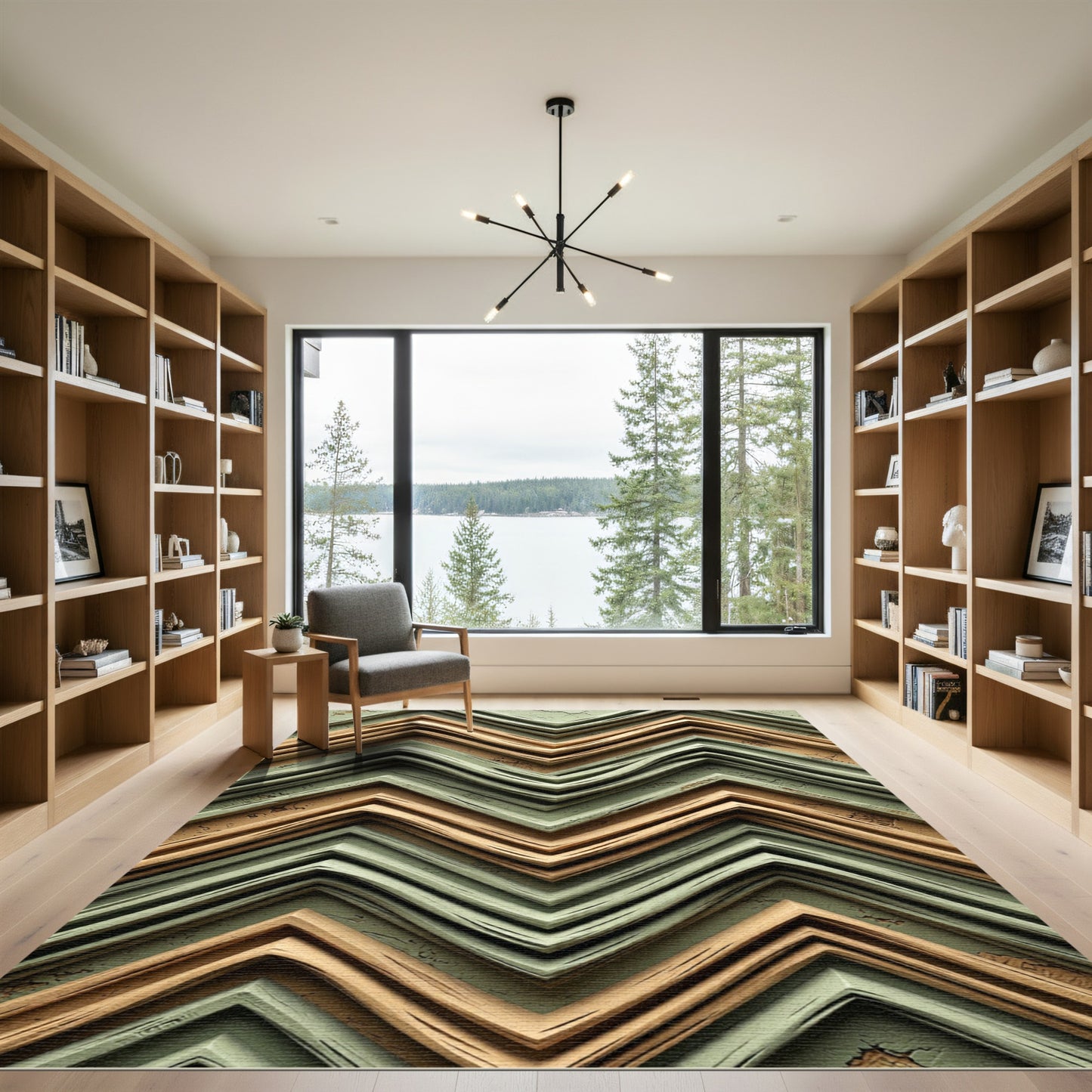 Textured Sage Tan Chevron Rug