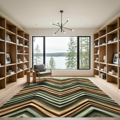 Textured Sage Tan Chevron Rug
