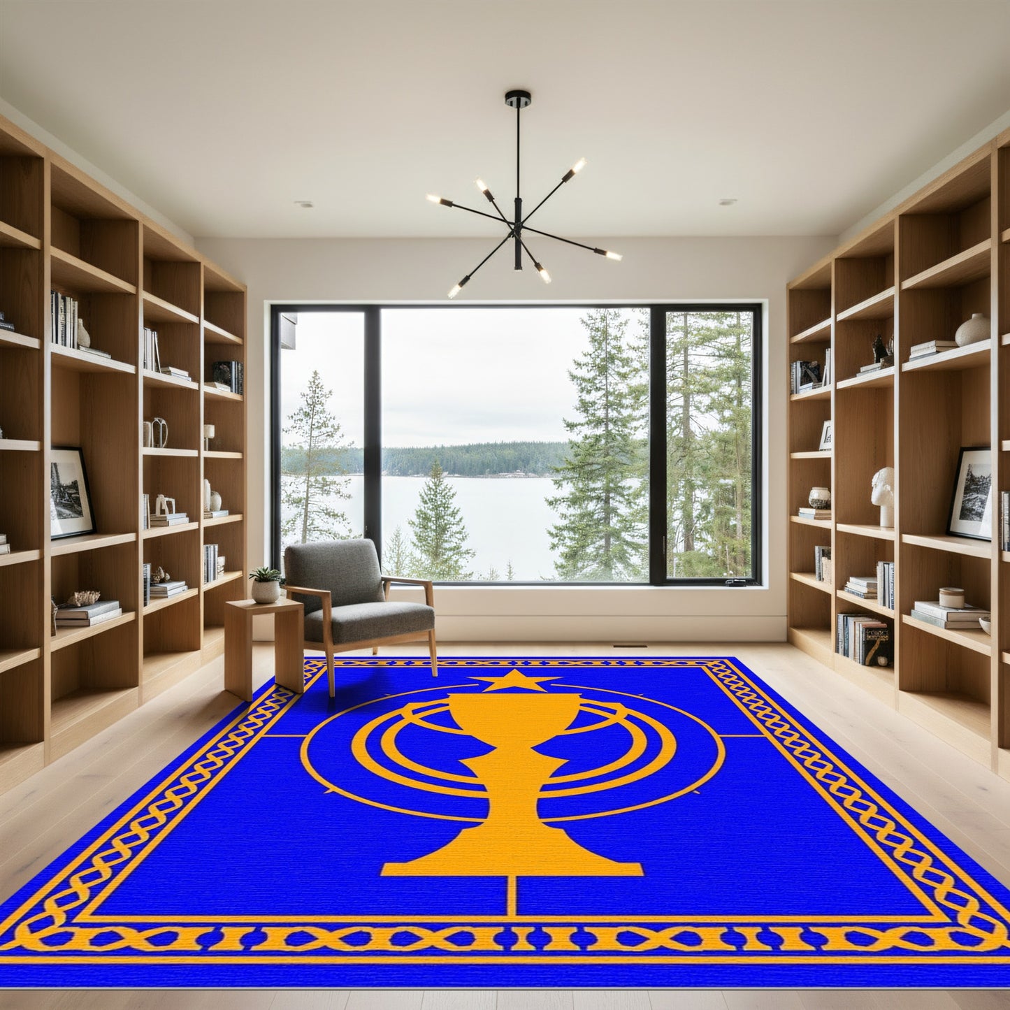 Golden Trophy Star Emblem Rug