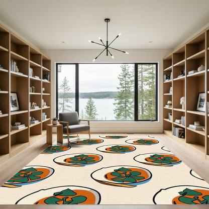 Orange Green Leaf Bowl Repeat Rug