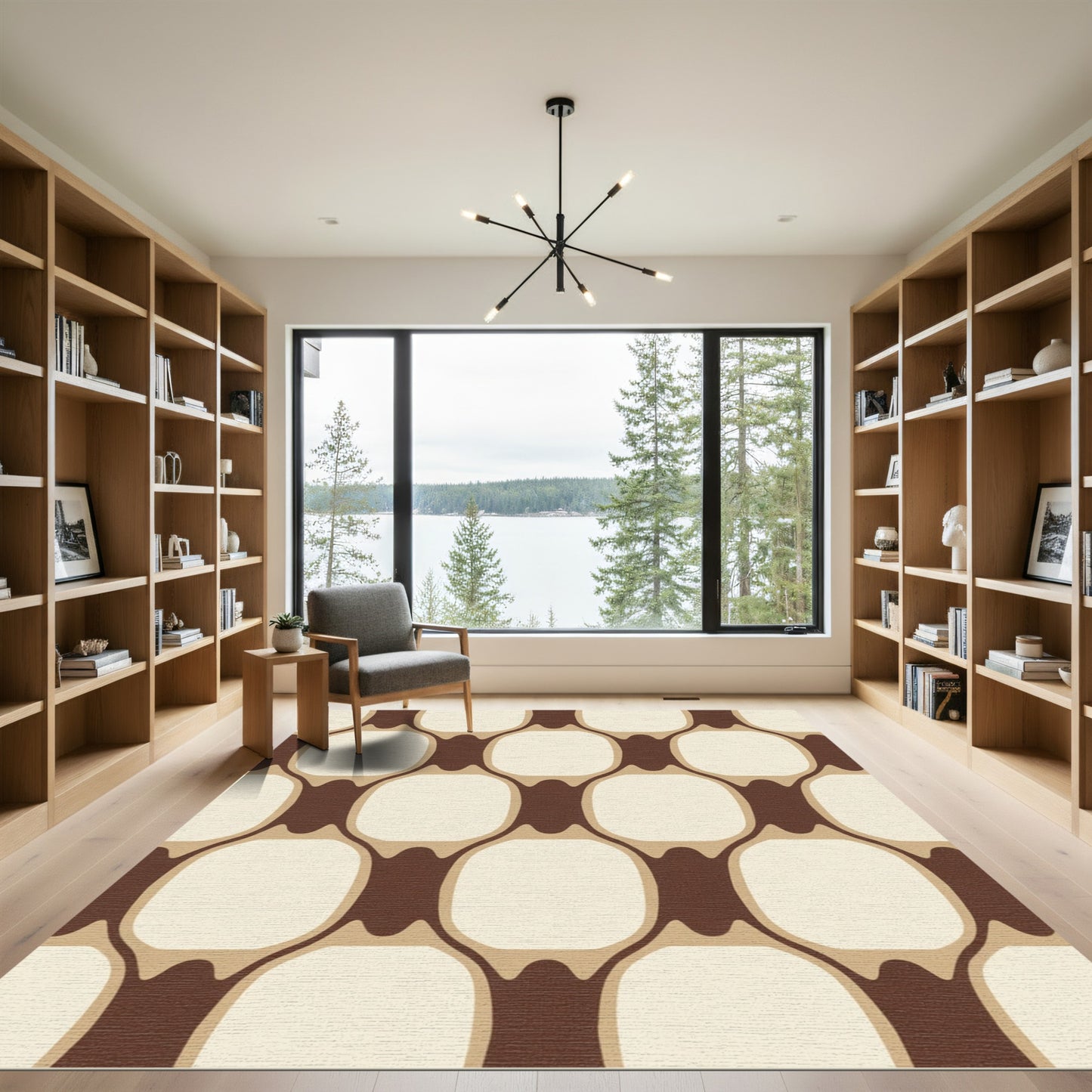 Retro Brown Beige Oval Chain Rug