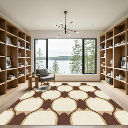 Retro Brown Beige Oval Chain Rug