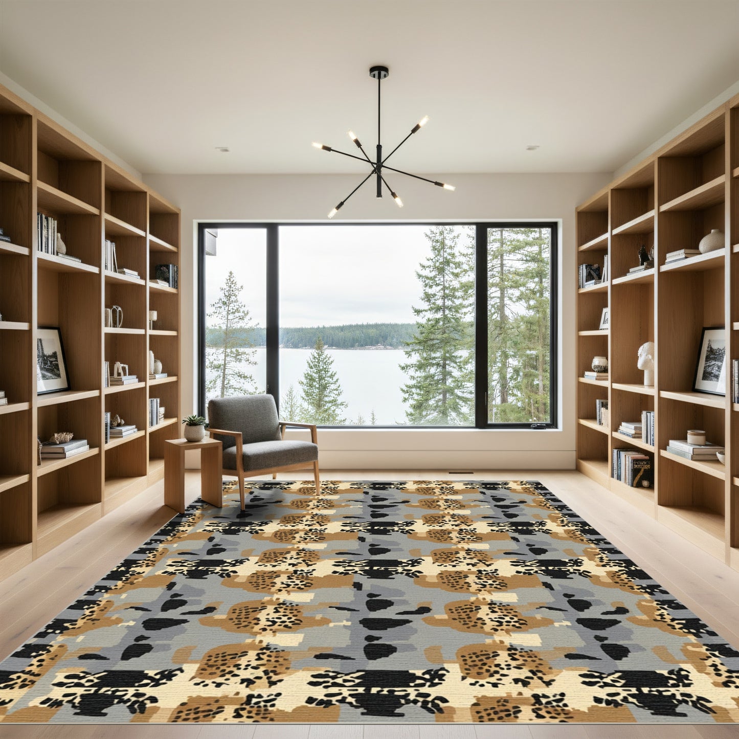 Abstract Leopard Patchwork Camouflage Rug