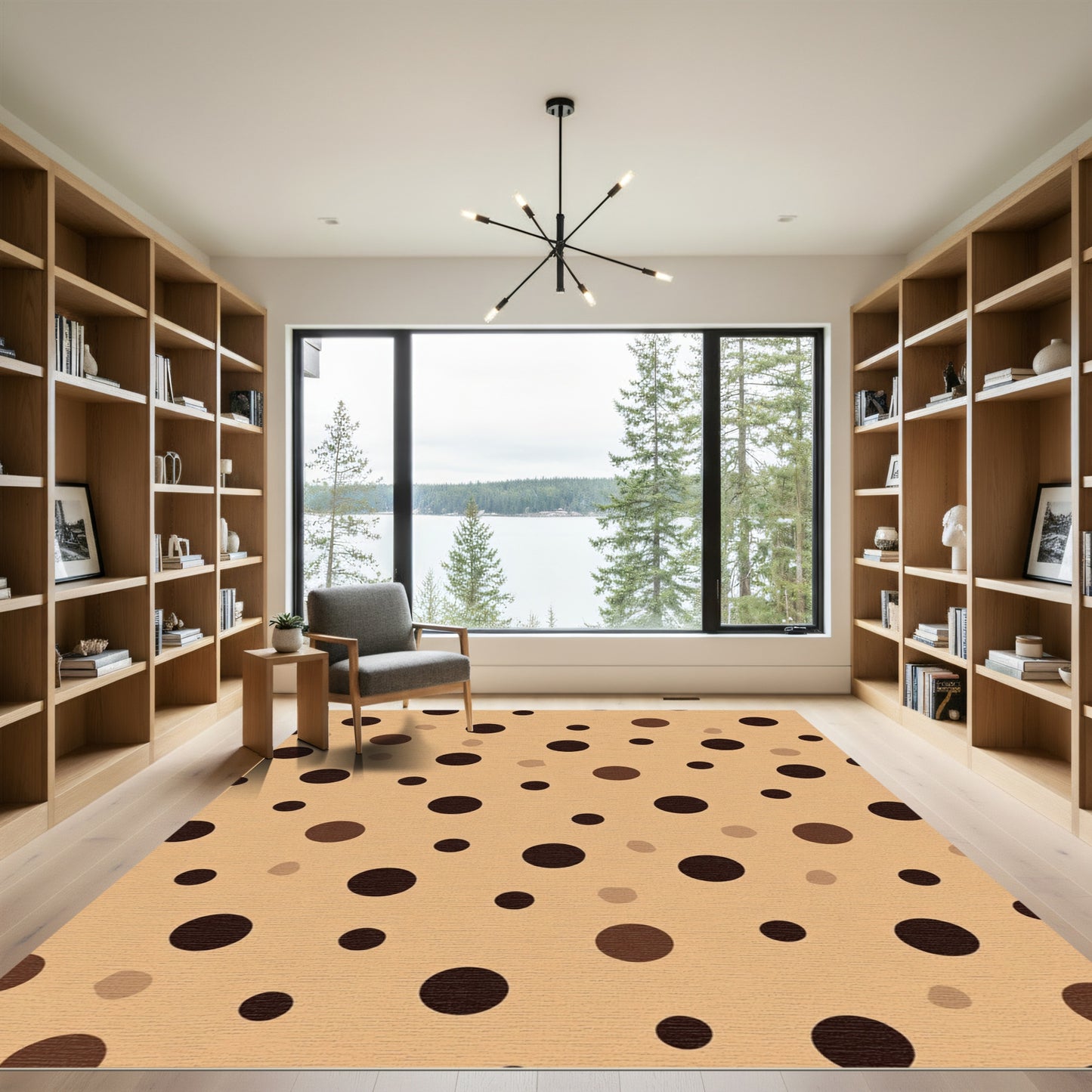 Neutral Earth Tone Polka Dot Rug