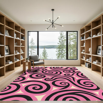 Bold Pink Swirl Abstract Rug