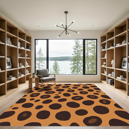 Orange Spotted Animal Print Rug