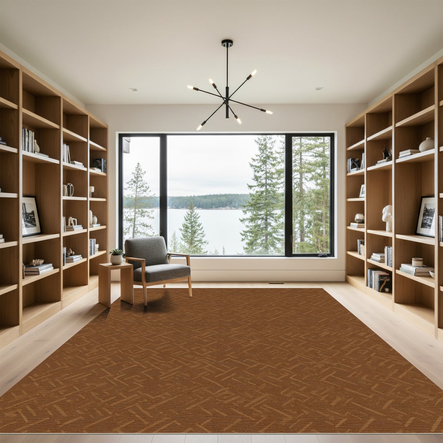 Earthy Brown Woven Herringbone Rug