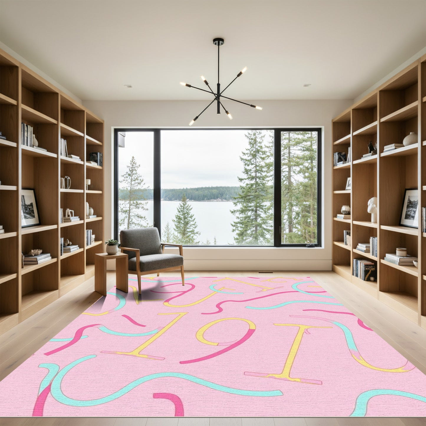 Pink Retro Swirls and Numbers Rug