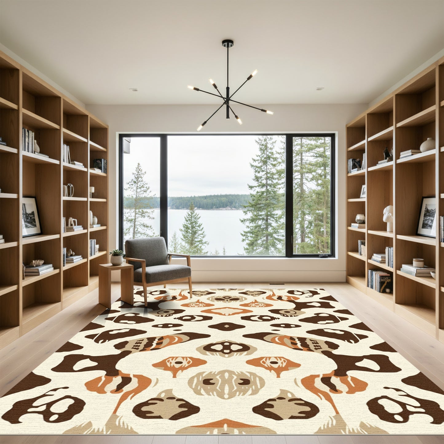 Transitional Abstract Organic Earth Tones Rug