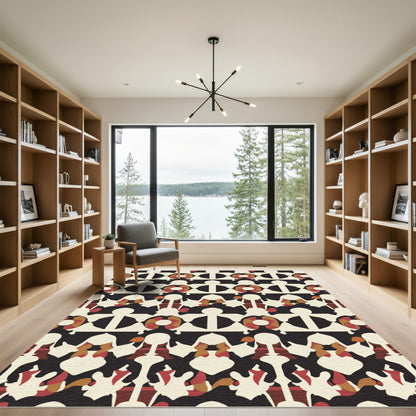 Retro Black Cream Geometric Arch Rug