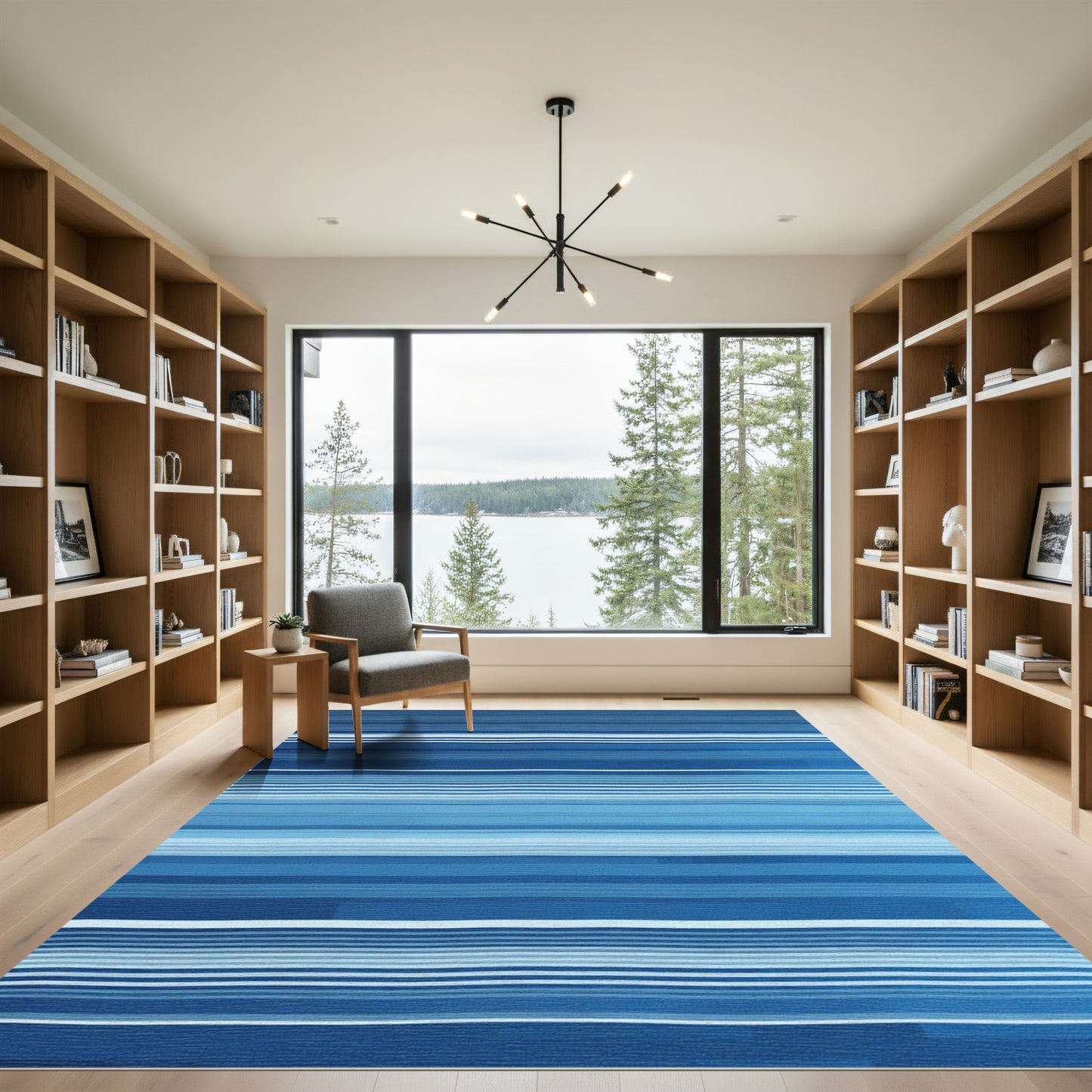 Bold Blue Horizontal Stripes Rug