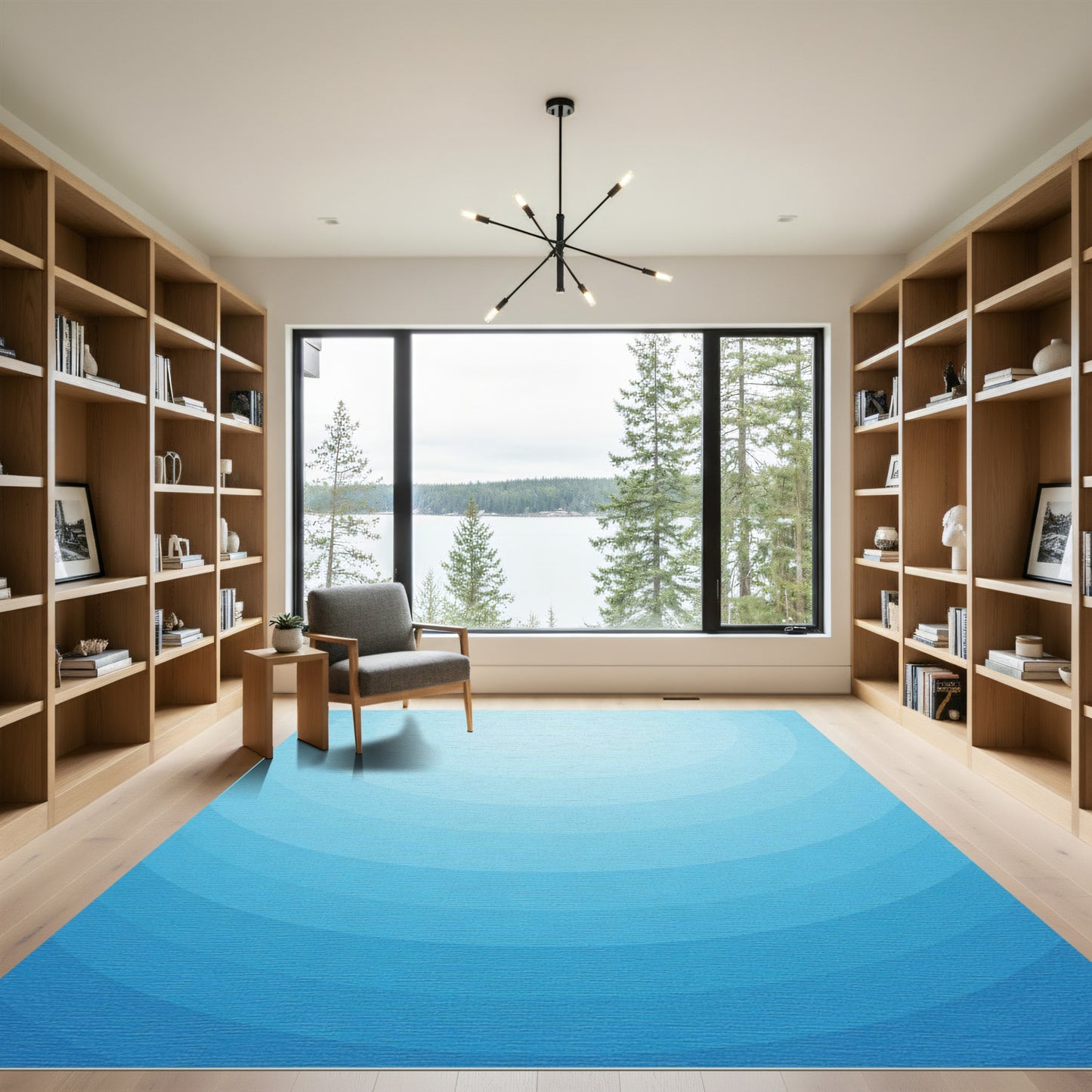 Tonal Blue Gradient Arc Rug
