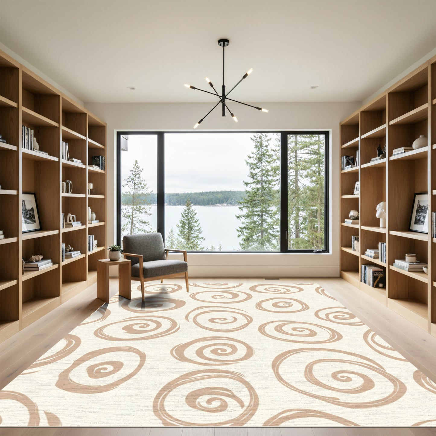 Neutral Swirl Brushstroke Elements Rug