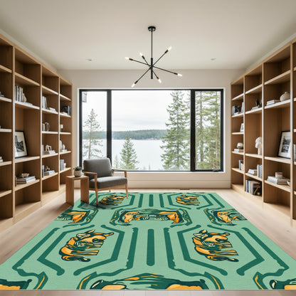 Geometric Orange Animal Art Rug