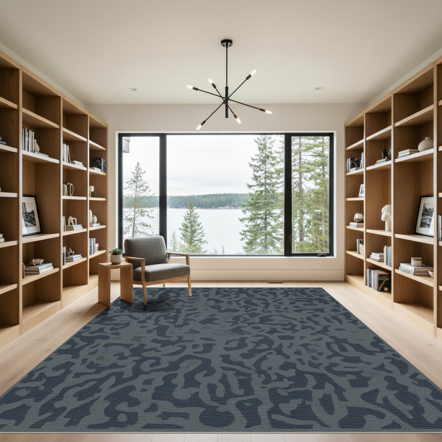 Charcoal Organic Camouflage Collage Rug
