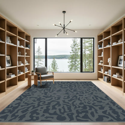 Charcoal Organic Camouflage Collage Rug