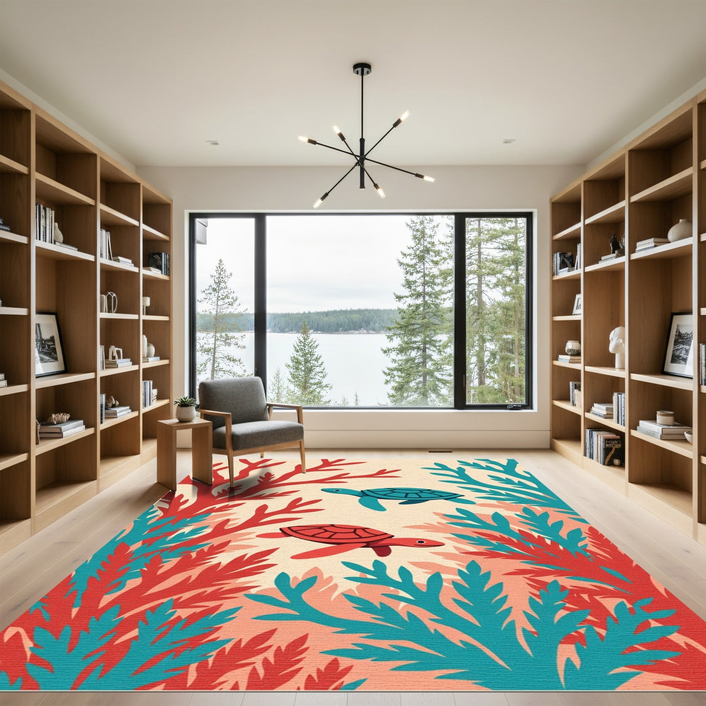 Coastal Coral Turtle Duo Rug