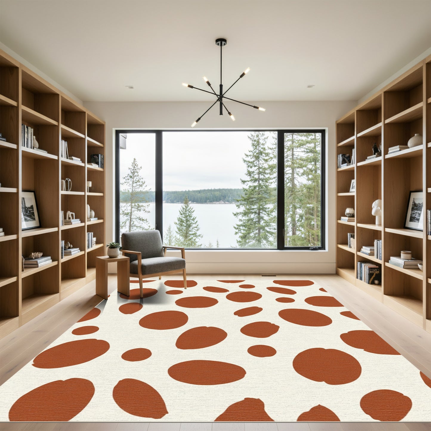 Terracotta Spots Abstract Composition Rug